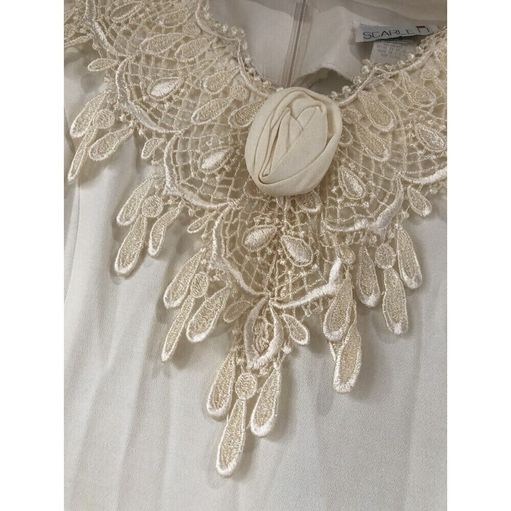 Scarlett VintageIvory Lace Maxi Prairie Boho Cottage Core Cream Dress Nightgown - Picture 6 of 11